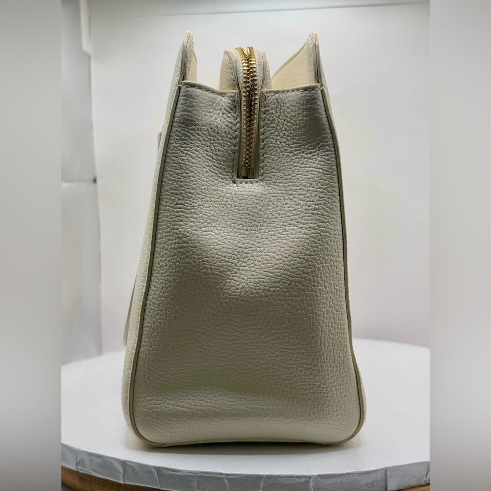 Kate Spade White & Beige Henderson Street Leather Satchel Shoulder Bag with Bow - Picture 3 of 12
